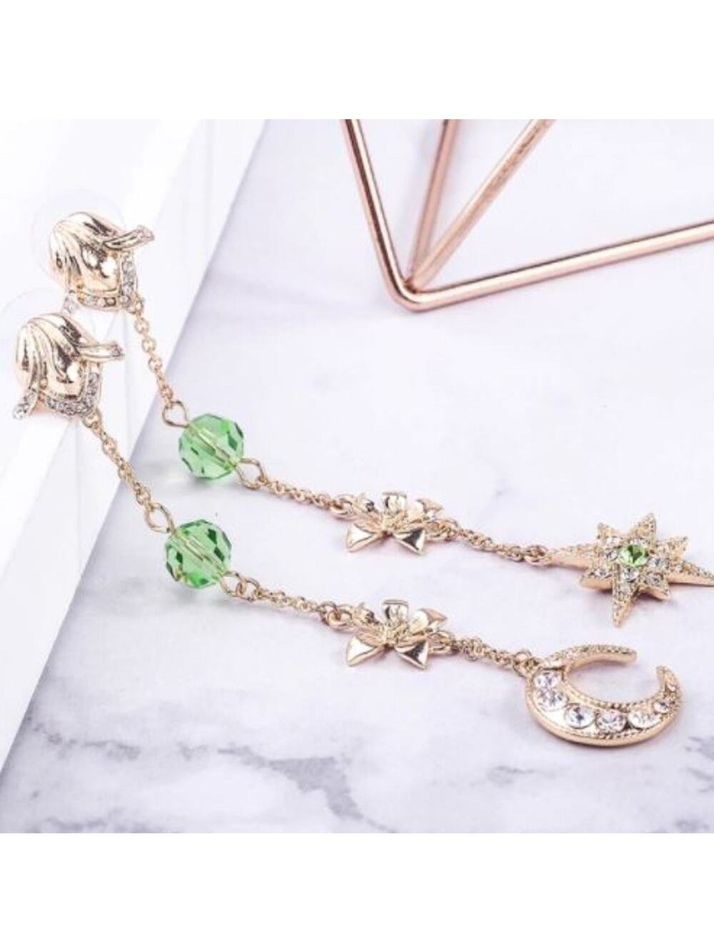 Moon and Star Dangle Post Earrings